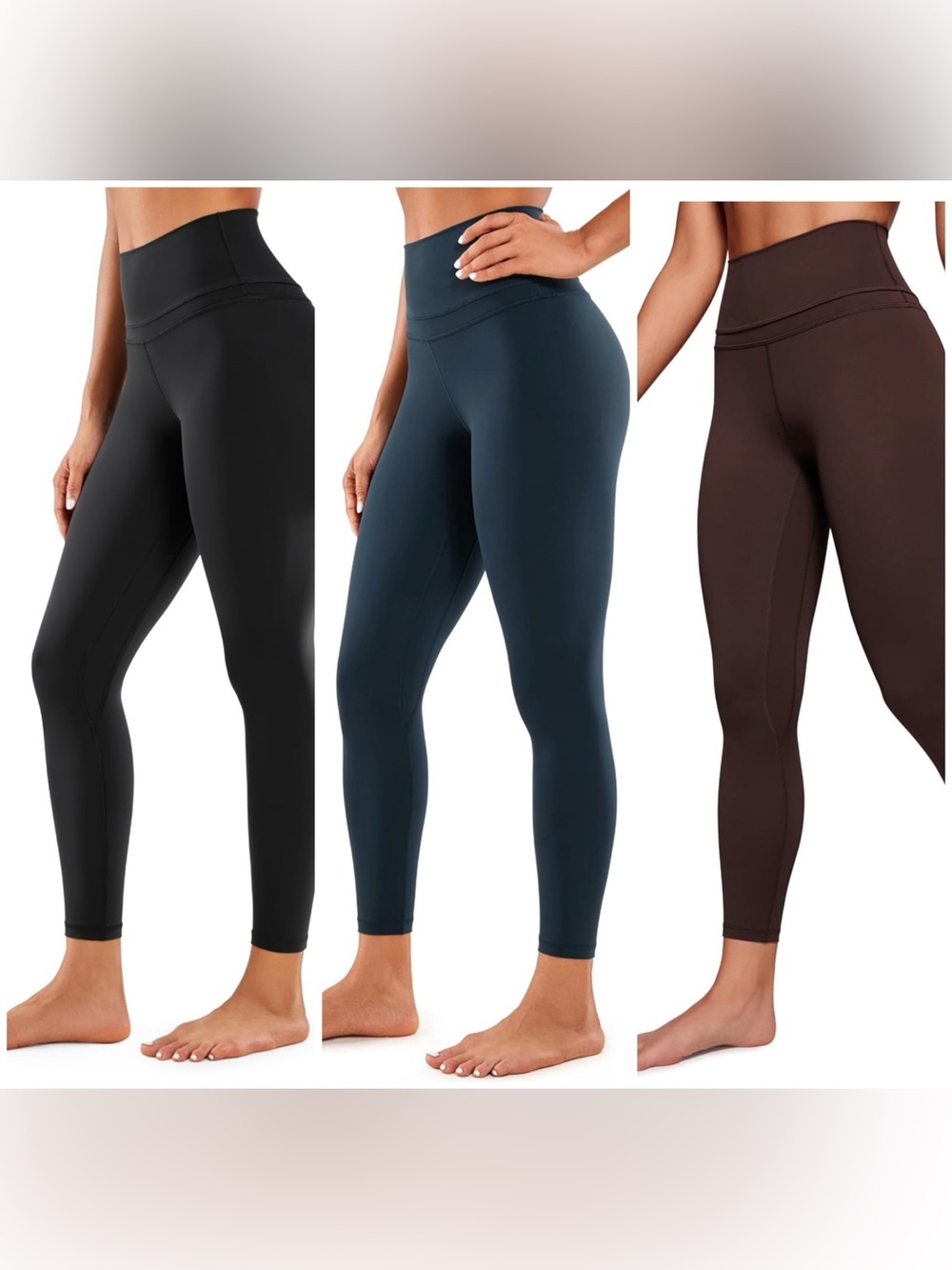 [EUC] CRZ YOGA set of 3 Naked Feeling Leggings 25'' Black, Navy & Brown. Small